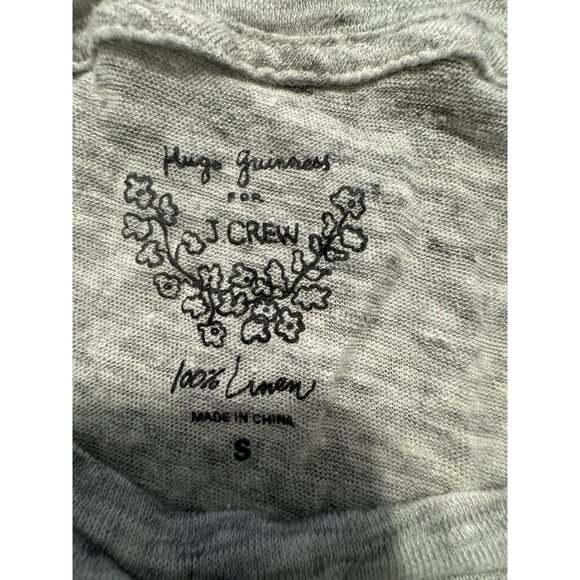 Hugo Guinness For J.Crew Dog Linen Shirt Size Small Gray Black Shirt Top - Picture 6 of 8